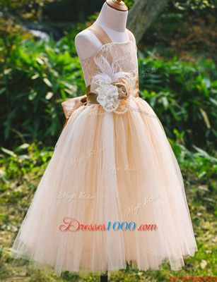 Wonderful Square Sleeveless Tulle Flower Girl Dress Lace Lace Up