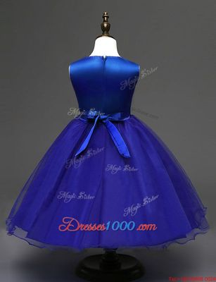 Chic Scoop Navy Blue Sleeveless Sequins Ankle Length Flower Girl Dresses