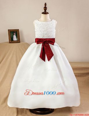 Fabulous Scoop Floor Length A-line Sleeveless White Flower Girl Dress Zipper