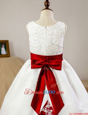 Fabulous Scoop Floor Length A-line Sleeveless White Flower Girl Dress Zipper