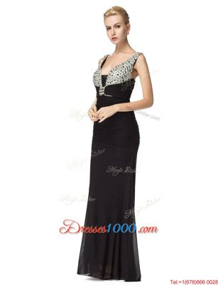 Straps Sleeveless Chiffon Prom Evening Gown Beading Zipper