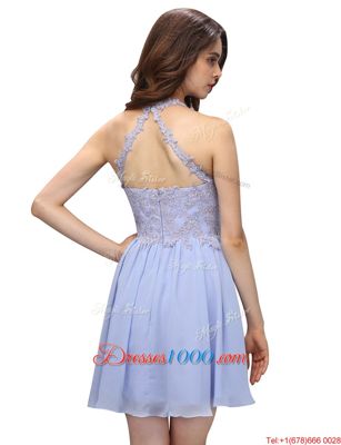 On Sale Lavender Chiffon Zipper Sleeveless Mini Length Beading and Appliques