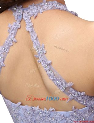 On Sale Lavender Chiffon Zipper Sleeveless Mini Length Beading and Appliques