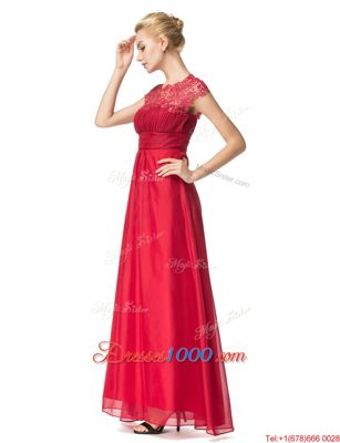 Fashion Scoop Coral Red Sleeveless Organza Zipper Dress for Prom for Prom and Party