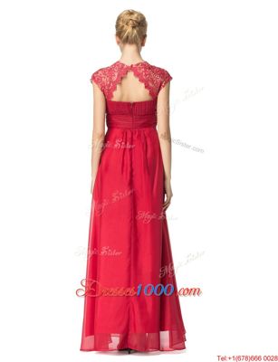 Fashion Scoop Coral Red Sleeveless Organza Zipper Dress for Prom for Prom and Party