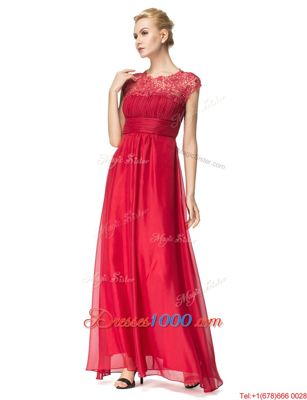 Fashion Scoop Coral Red Sleeveless Organza Zipper Dress for Prom for Prom and Party