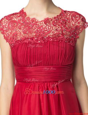 Fashion Scoop Coral Red Sleeveless Organza Zipper Dress for Prom for Prom and Party