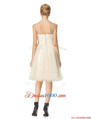 Scoop Sleeveless Zipper Homecoming Dress Champagne Organza