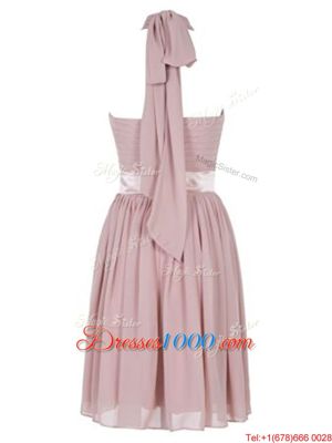 Elegant Sweetheart Sleeveless Backless Prom Party Dress Pink Chiffon