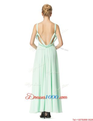 Romantic Scoop Chiffon Sleeveless Floor Length Prom Dresses and Ruching