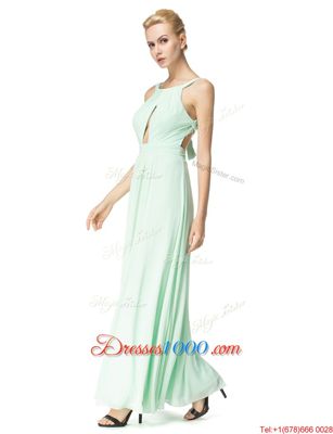 Romantic Scoop Chiffon Sleeveless Floor Length Prom Dresses and Ruching