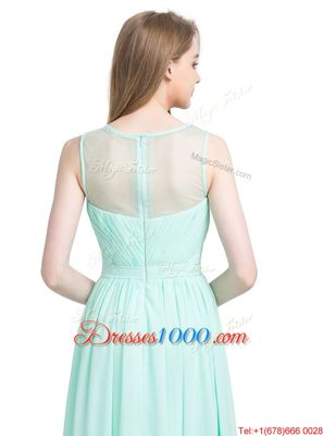 Ideal Turquoise Sleeveless Appliques Floor Length Prom Party Dress