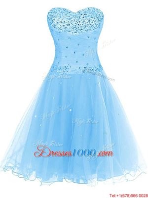 Sumptuous Blue Sleeveless Mini Length Beading Lace Up Prom Evening Gown