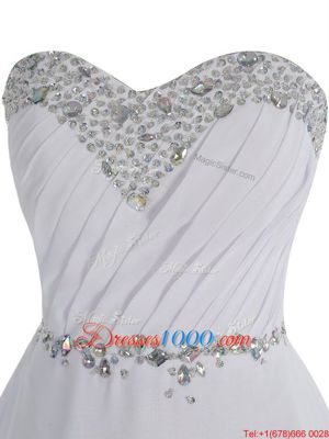 White Sweetheart Zipper Beading Sleeveless