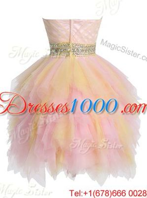 Beading and Ruffled Layers Homecoming Gowns Multi-color Zipper Sleeveless Mini Length