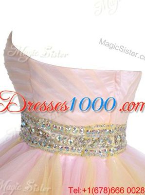 Beading and Ruffled Layers Homecoming Gowns Multi-color Zipper Sleeveless Mini Length