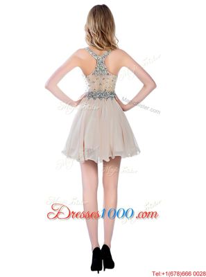 Comfortable Organza V-neck Sleeveless Zipper Beading in Pink