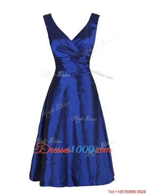 Navy Blue Sleeveless Satin Zipper Homecoming Dresses for Prom and Party