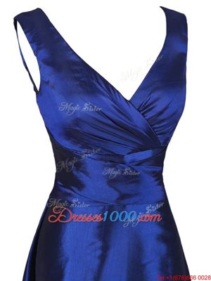 Navy Blue Sleeveless Satin Zipper Homecoming Dresses for Prom and Party