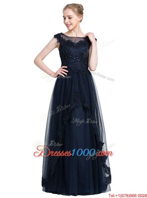 Floor Length Zipper Black and In for Prom and Party with Beading