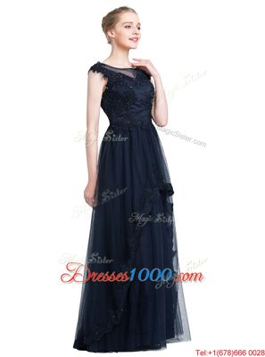 Floor Length Zipper Black and In for Prom and Party with Beading