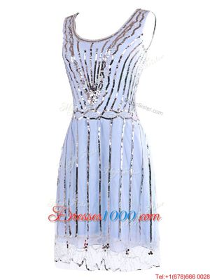 Fancy Scoop Sequins Mini Length Column/Sheath Sleeveless Lavender Prom Party Dress Side Zipper