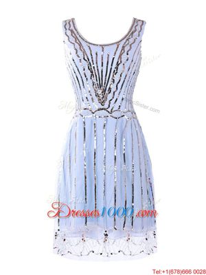 Fancy Scoop Sequins Mini Length Column/Sheath Sleeveless Lavender Prom Party Dress Side Zipper