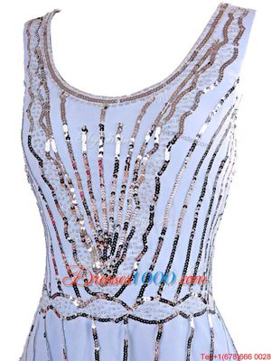 Fancy Scoop Sequins Mini Length Column/Sheath Sleeveless Lavender Prom Party Dress Side Zipper