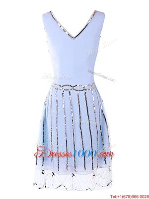 Fancy Scoop Sequins Mini Length Column/Sheath Sleeveless Lavender Prom Party Dress Side Zipper