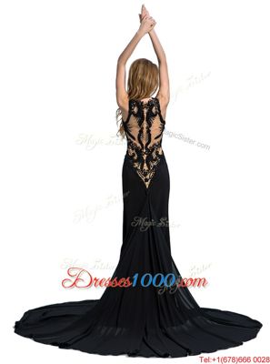 Modest Scoop Sleeveless Brush Train Beading and Lace Zipper Homecoming Dress