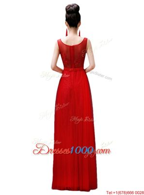 Colorful Chiffon Sleeveless Floor Length Evening Dress and Beading and Lace