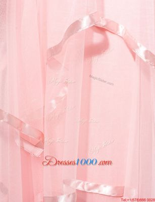 Strapless Sleeveless Zipper Prom Gown Baby Pink Organza