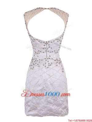 Column/Sheath Prom Party Dress White Scoop Satin Sleeveless Mini Length Zipper