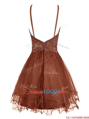 Halter Top Organza Sleeveless Mini Length Homecoming Dress and Beading