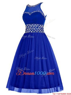 High End Scoop Sleeveless Zipper Knee Length Beading Homecoming Dress