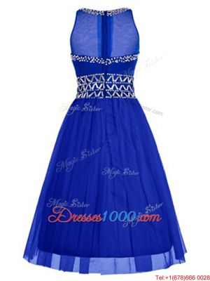 High End Scoop Sleeveless Zipper Knee Length Beading Homecoming Dress