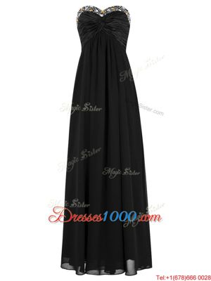 Customized Black Empire Beading Prom Homecoming Dress Zipper Chiffon Sleeveless Floor Length