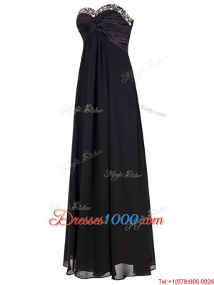 Customized Black Empire Beading Prom Homecoming Dress Zipper Chiffon Sleeveless Floor Length