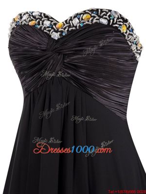 Customized Black Empire Beading Prom Homecoming Dress Zipper Chiffon Sleeveless Floor Length