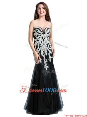 Sweetheart Sleeveless Tulle Prom Party Dress Beading and Lace Zipper