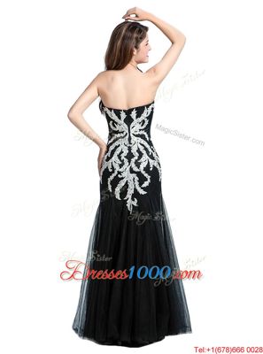 Sweetheart Sleeveless Tulle Prom Party Dress Beading and Lace Zipper