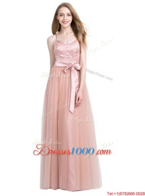 Pink Zipper Spaghetti Straps Beading Homecoming Party Dress Tulle Sleeveless