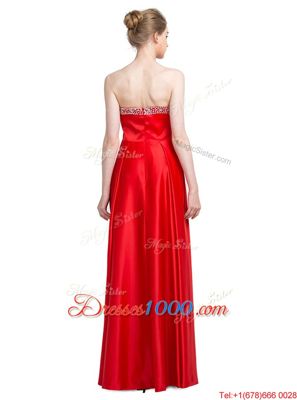 Floor Length Empire Sleeveless Red Prom Dresses Zipper