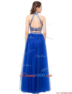 Sleeveless Criss Cross Floor Length Beading