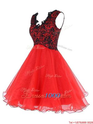 Flirting V-neck Sleeveless Organza Homecoming Dress Lace Zipper