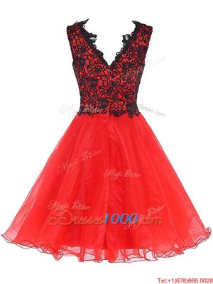 Flirting V-neck Sleeveless Organza Homecoming Dress Lace Zipper