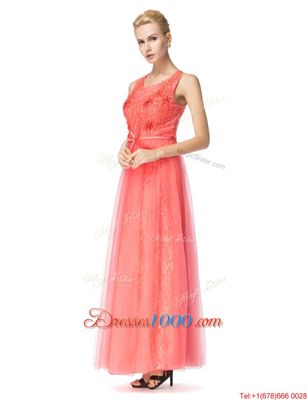 Fabulous Scoop Sleeveless Beading and Bowknot Zipper Prom Evening Gown