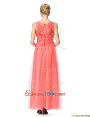 Fabulous Scoop Sleeveless Beading and Bowknot Zipper Prom Evening Gown