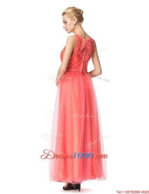 Fabulous Scoop Sleeveless Beading and Bowknot Zipper Prom Evening Gown