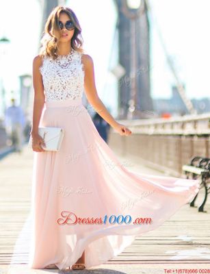 Scalloped Sleeveless Lace Zipper Prom Gown